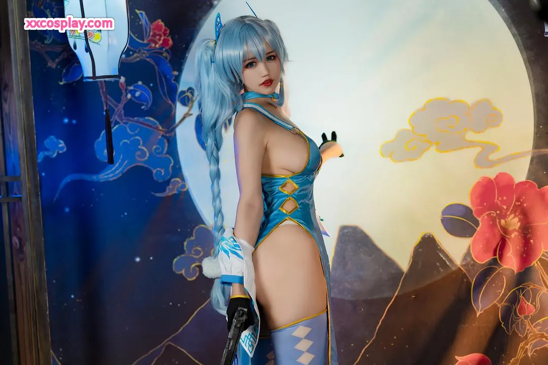 오구라 치요: PA15 블루 치파오 유혹